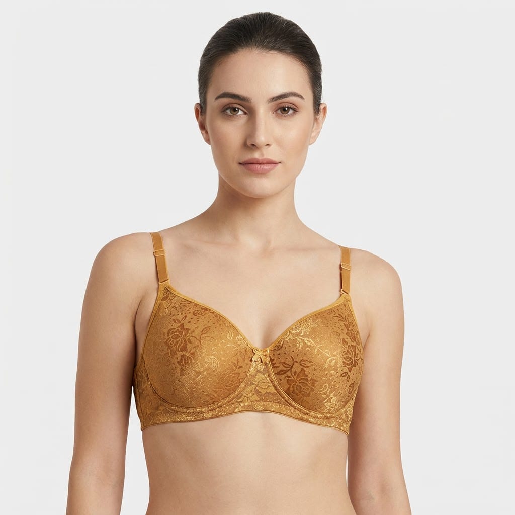 Full Net Lace Bra - Mustard Gold