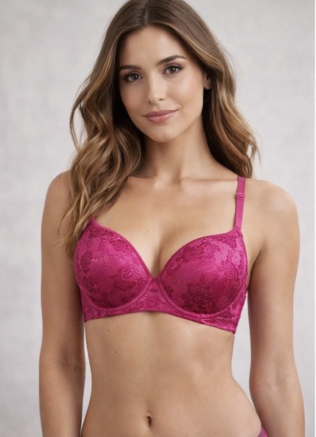 Full Net Lace Bra -Magnate Pink